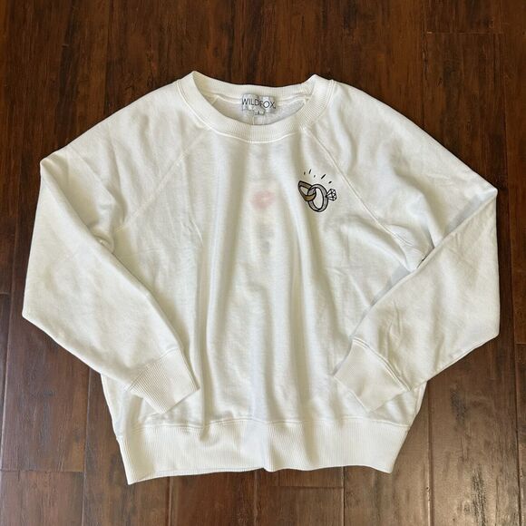 WILDFOX Getting Acquainted Sommers Sweatshirt Vanilla Graphic Print NWT - Picture 4 of 12